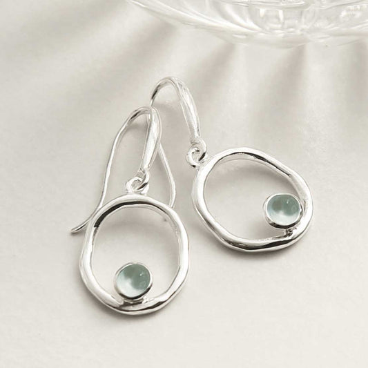 MZB113E BT STERLING SILVER BLUE TOPAZ RIPPLE DANGLY EARRINGS 2