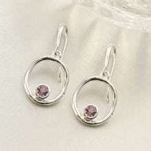 MZB113E AM STERLING SILVER AMETHYST RIPPLE DANGLY EARRINGS 2