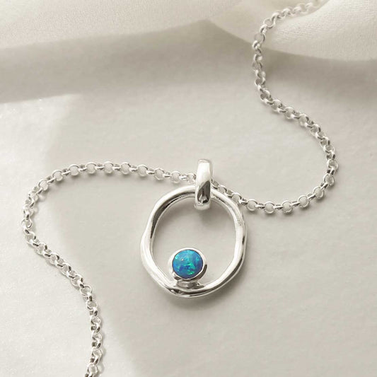 MZB113P OP STERLING SILVER OPALITE RIPPLE NECKLACE 2