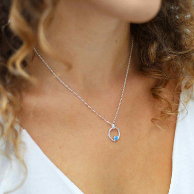 MZB113P OP STERLING SILVER OPALITE RIPPLE NECKLACE MODEL