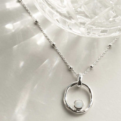 MZB113P MS STERLING SILVER MOONSTONE RIPPLE NECKLACE 1