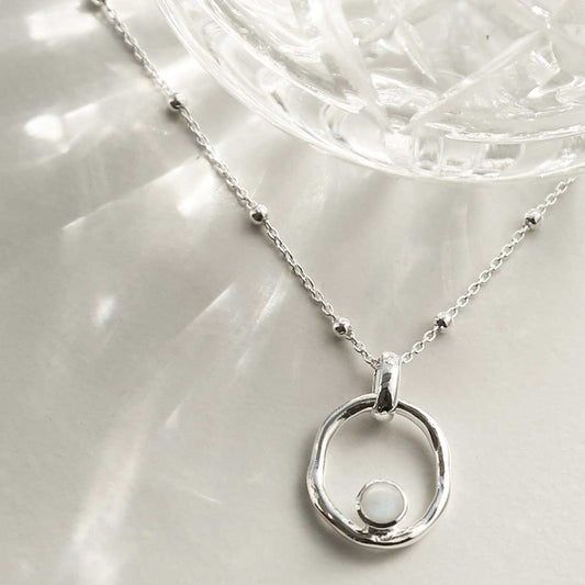 MZB113P MS STERLING SILVER MOONSTONE RIPPLE NECKLACE 1