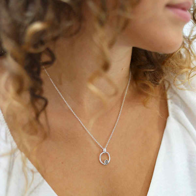 MZB113P LB STERLING SILVER LABRADORITE RIPPLE NECKLACE MODEL