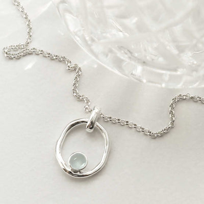 MZB113P BT STERLING SILVER BLUE TOPAZ RIPPLE NECKLACE 1