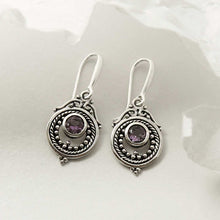 MZB114E AM STERLING SILVER AMETHYST VICTORIAN DANGLY EARRINGS 2