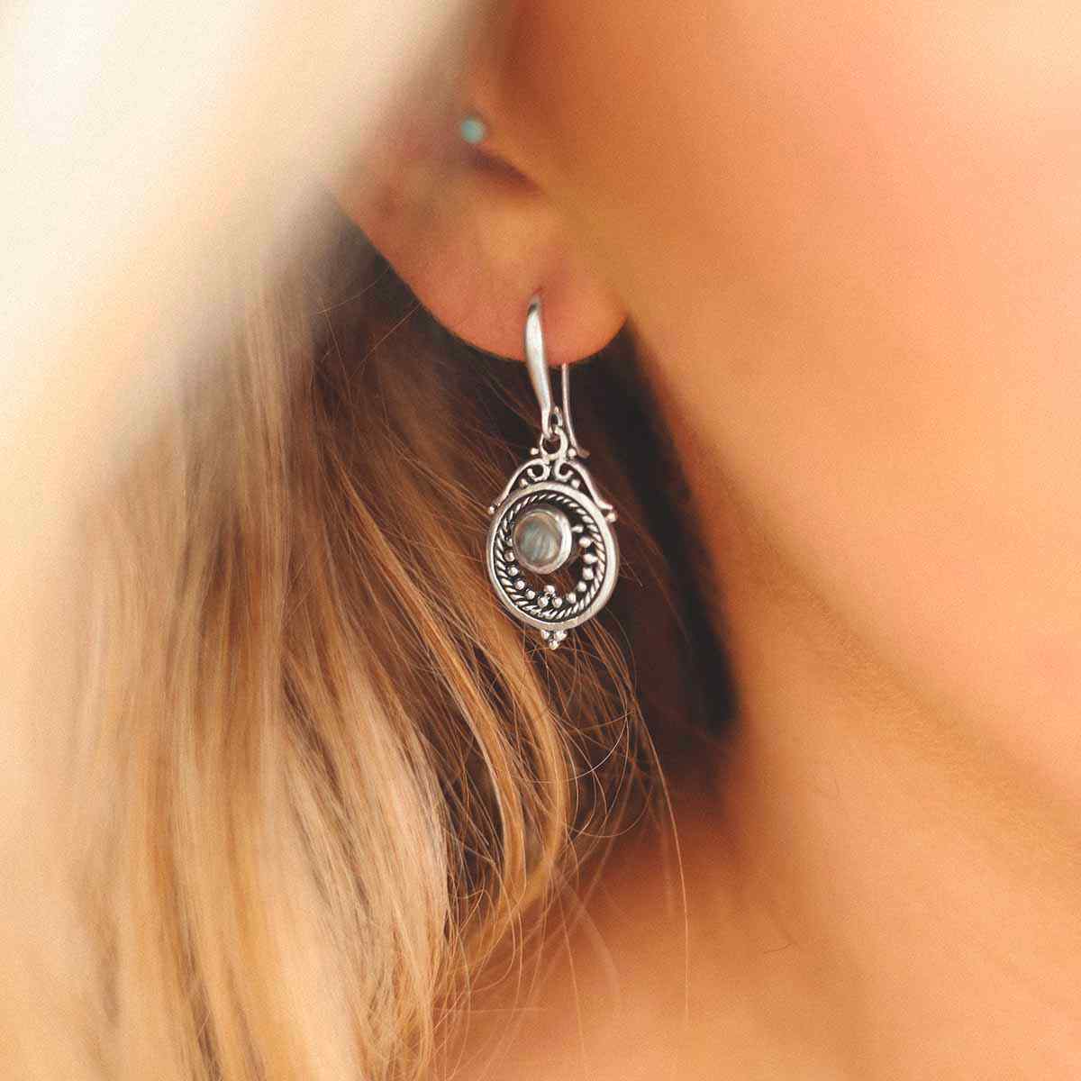 Sterling Silver Blue Topaz Victorian Earrings