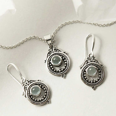 MZB114 BT STERLING SILVER BLUE TOPAZ VICTORIAN SET 1