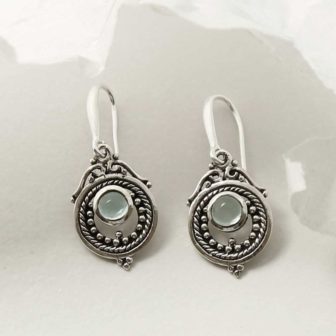 Sterling Silver Blue Topaz Victorian Earrings
