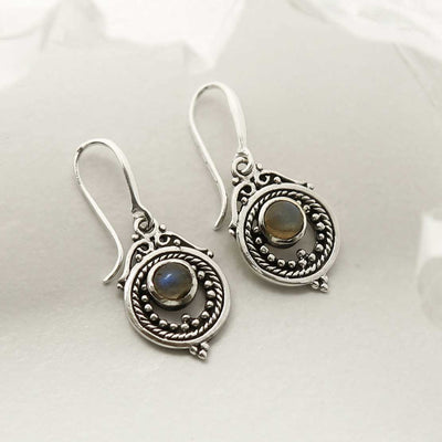 MZB114E LB STERLING SILVER LABRADORITE VICTORIAN DANGLY EARRINGS 2