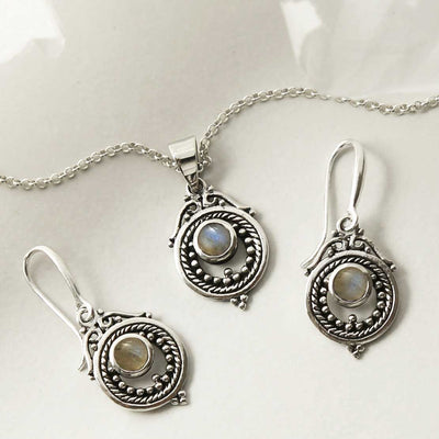 MZB114 LB STERLING SILVER LABRADORITE VICTORIAN SET