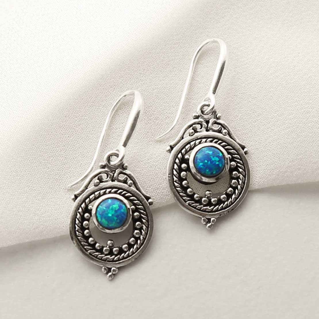 Sterling Silver Opalite Victorian Earrings