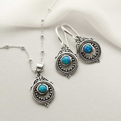 MZB114 OP STERLING SILVER OPALITE VICTORIAN SET