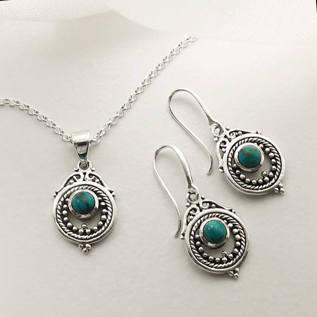 Sterling Silver Turquoise Victorian Necklace