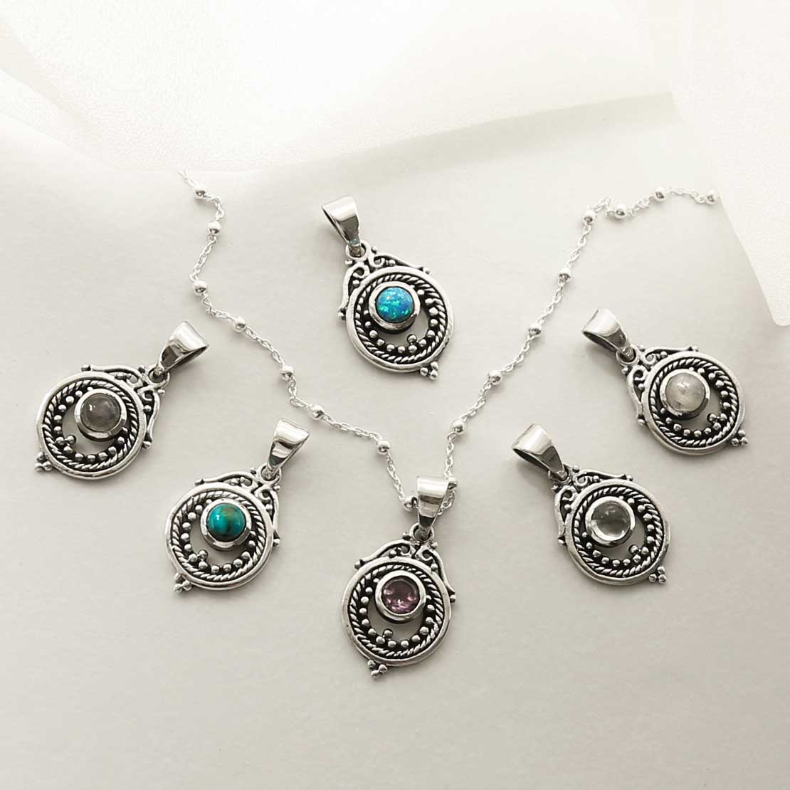 Sterling Silver Moonstone Victorian Necklace