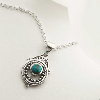 MZB114P T STERLING SILVER TURQUOISE VICTORIAN NECKLACE 1