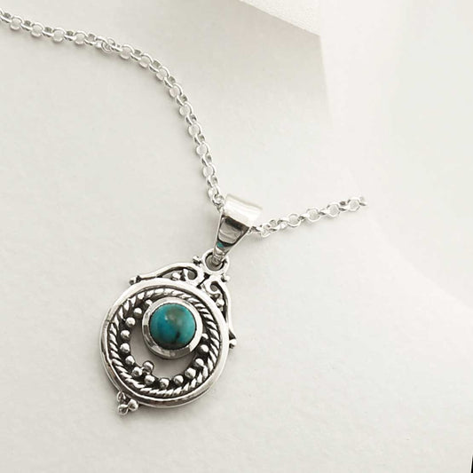 MZB114P T STERLING SILVER TURQUOISE VICTORIAN NECKLACE 1