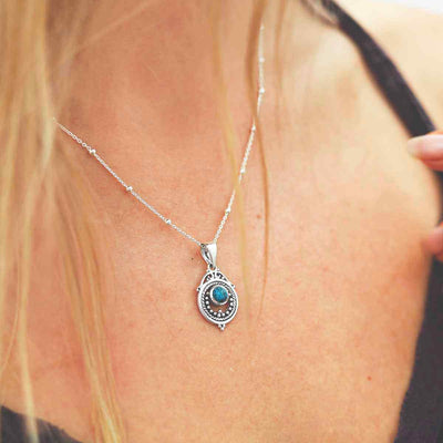 MZB114P T STERLING SILVER TURQUOISE VICTORIAN NECKLACE MODEL