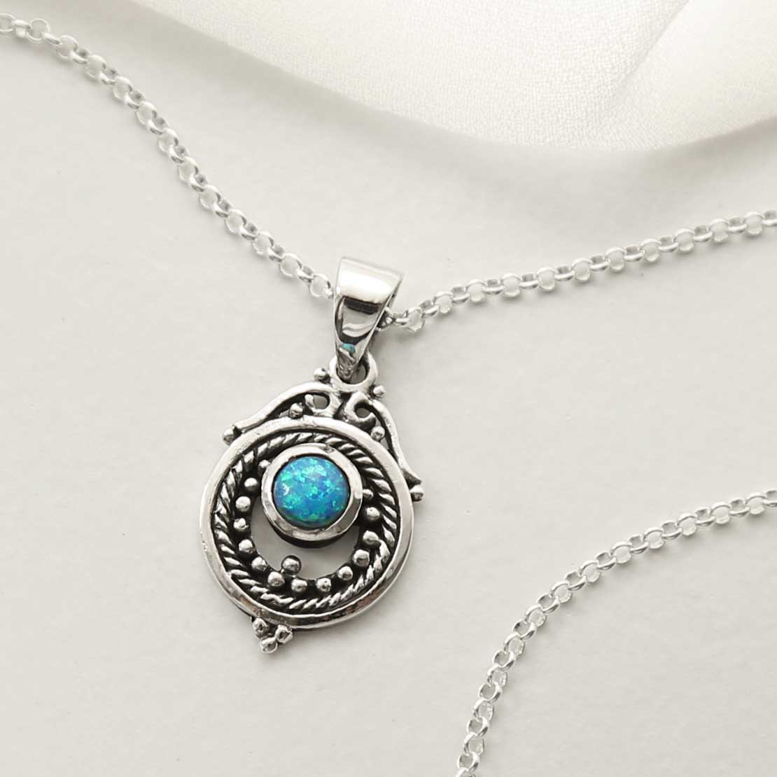 Sterling Silver Opalite Victorian Necklace