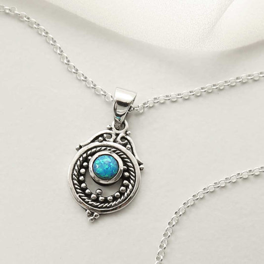 MZB114P OP STERLING SILVER OPALITE VICTORIAN NECKLACE 1