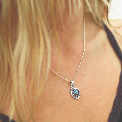 MZB114P OP STERLING SILVER OPALITE VICTORIAN NECKLACE MODEL