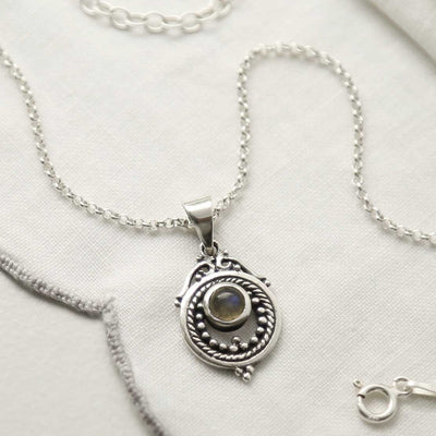 MZB114P LB STERLING SILVER LABRADORITE VICTORIAN NECKLACE 2
