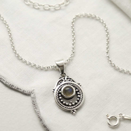 MZB114P LB STERLING SILVER LABRADORITE VICTORIAN NECKLACE 2