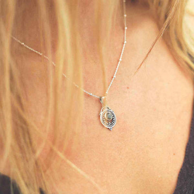 MZB114P LB STERLING SILVER LABRADORITE VICTORIAN NECKLACE MODEL