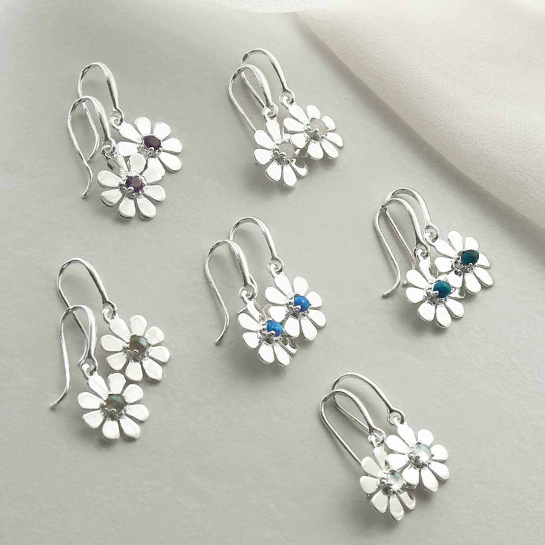 Sterling Silver Turquoise Daisy Earrings