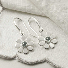 MZB115E BT STERLING SILVER BLUE TOPAZ DAISY DANGLY EARRINGS 1