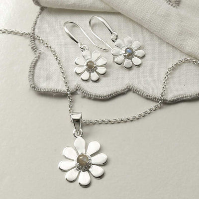 MZB115 LB STERLING SILVER LABRADORITE DAISY SET