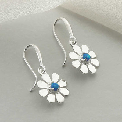 MZB115E OP STERLING SILVER OPALITE DAISY DANGLY EARRINGS 2