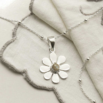 MZB115P LB STERLING SILVER LABRADORITE DAISY NECKLACE 2