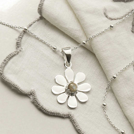 MZB115P LB STERLING SILVER LABRADORITE DAISY NECKLACE 2