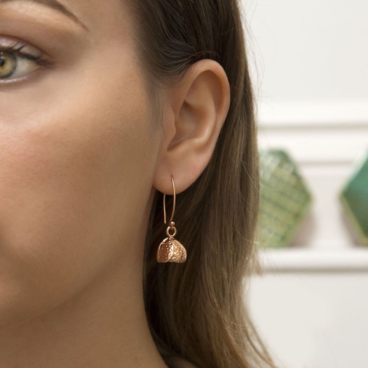 Rose Gold Plated Sterling Silver Bluebell Hook Dangly Earrings