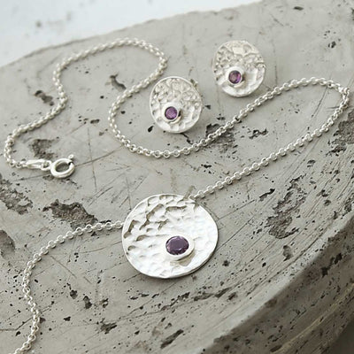 MZB116 AM STERLING SILVER SHIMMERING AMETHYST SET