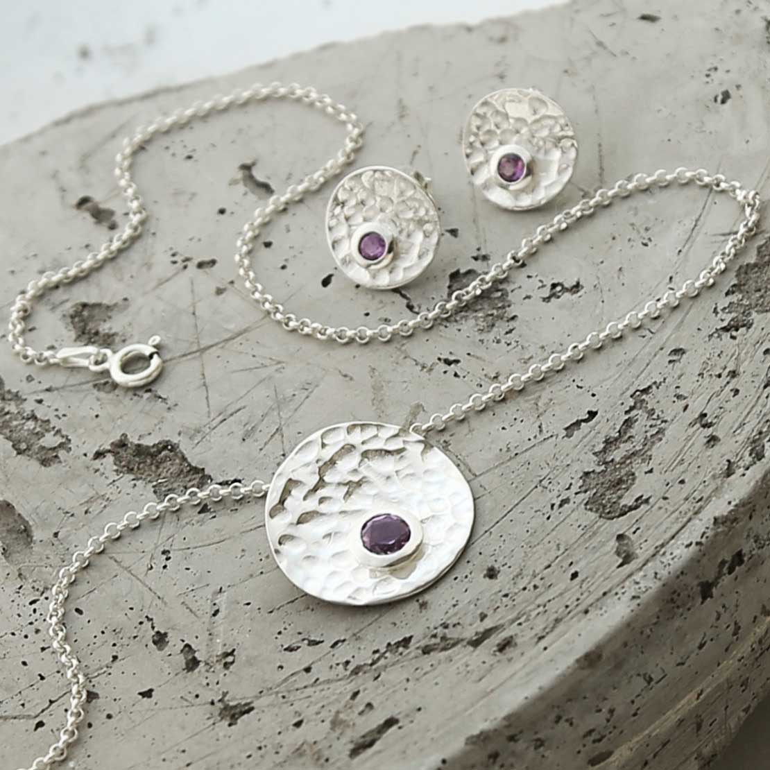 Sterling Silver Shimmering Amethyst Necklace