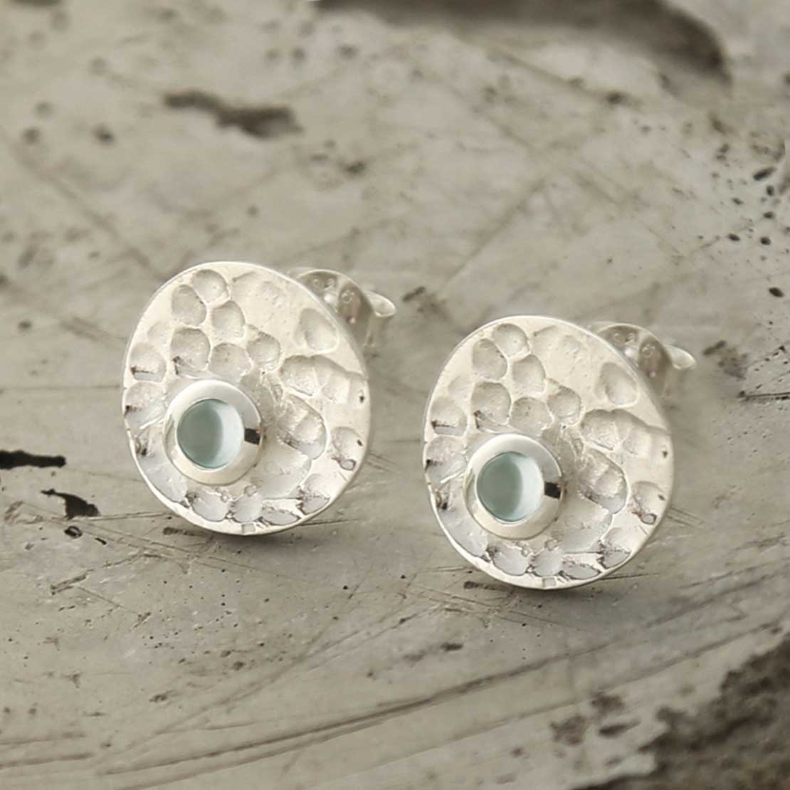 Sterling Silver Shimmering Blue Topaz Studs
