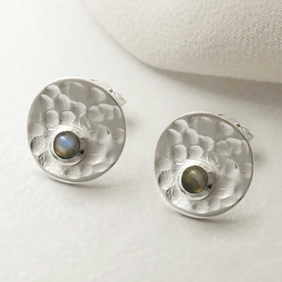 MZB116E LB STERLING SILVER SHIMMERING LABRADORITE STUDS 2