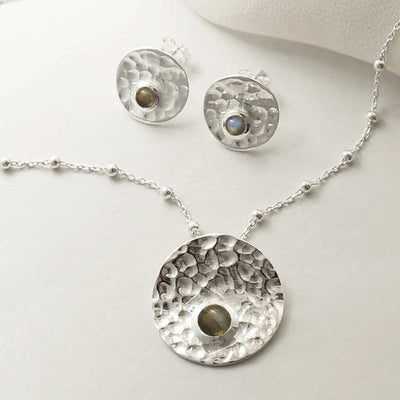 MZB116 LB STERLING SILVER SHIMMERING LABRADORITE SET