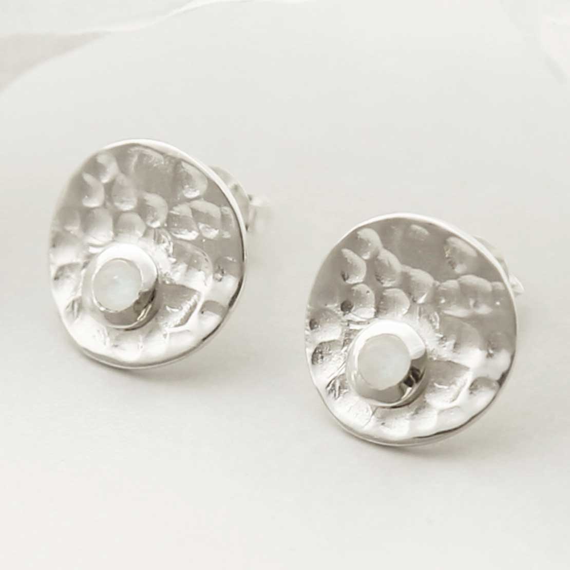 Sterling Silver Shimmering Moonstone Studs