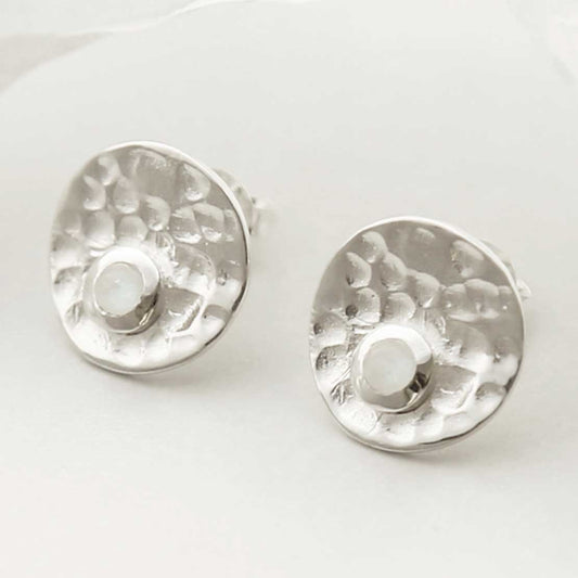MZB116E MS STERLING SILVER SHIMMERING MOONSTONE STUDS 1