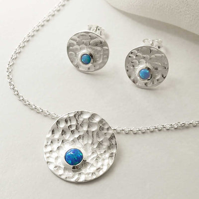 MZB116 OP STERLING SILVER SHIMMERING OPALITE SET