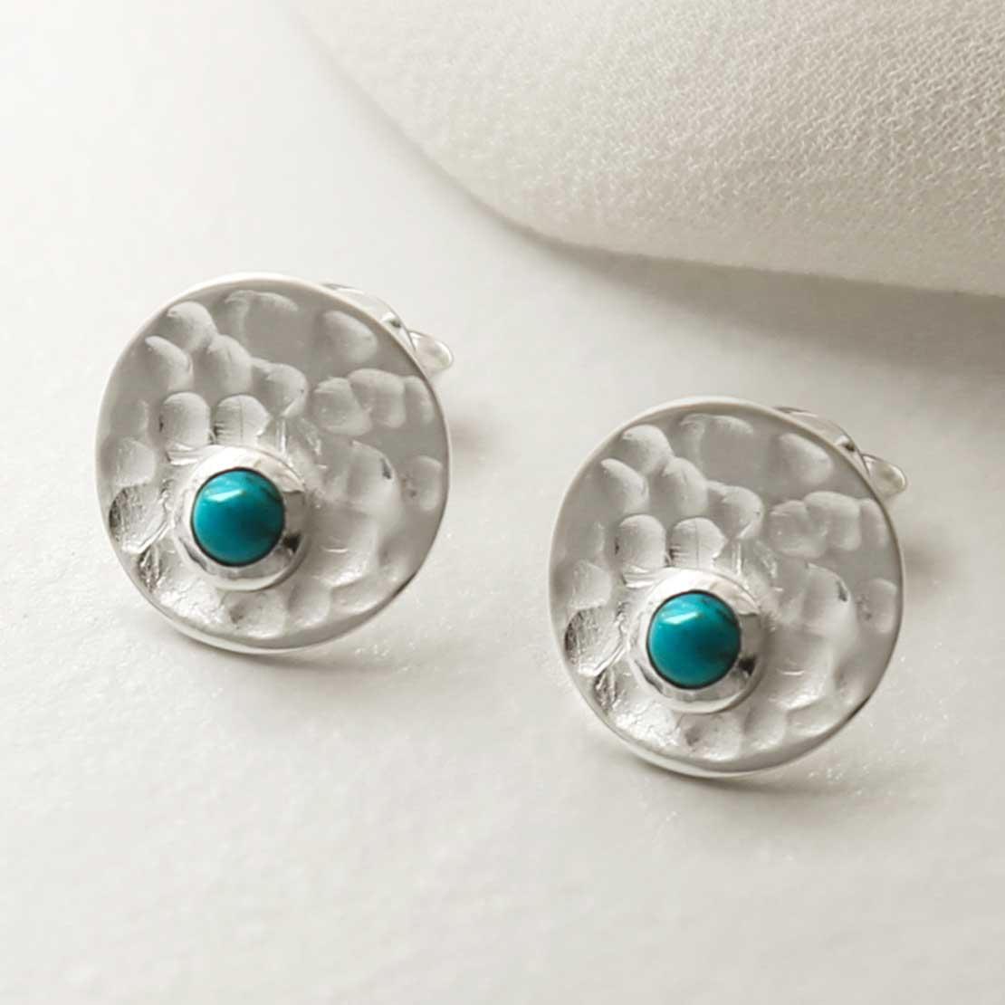 Sterling Silver Shimmering Turquoise Studs