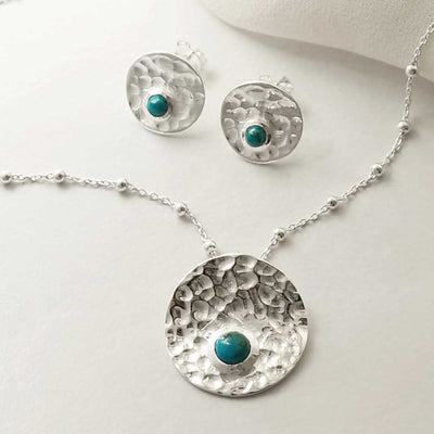 MZB116 T STERLING SILVER SHIMMERING TURQUOISE SET
