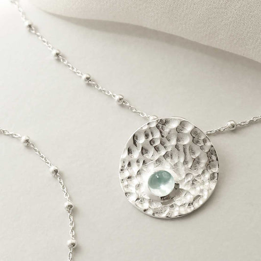 MZB116P BT STERLING SILVER SHIMMERING BLUE TOPAZ NECKLACE 1