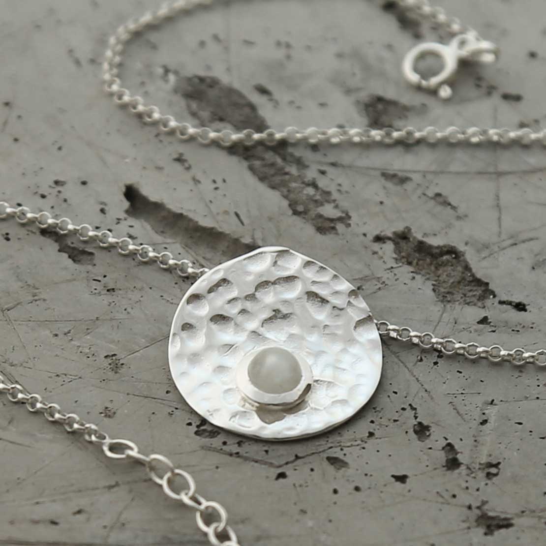 Sterling Silver Shimmering Moonstone Necklace
