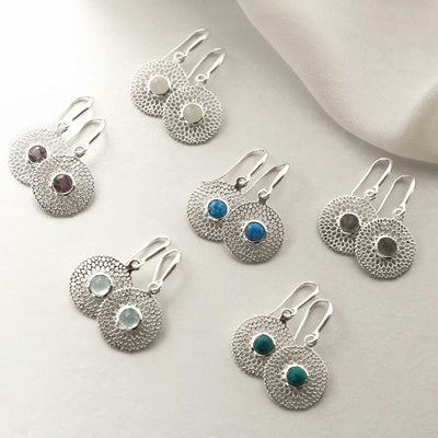 MZB117E STERLING SILVER CHRYSANTHEMUM EARRINGS GROUP
