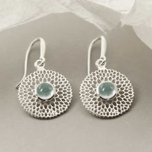 MZB117E BT STERLING SILVER CHRYSANTHEMUM BLUE TOPAZ DANGLY EARRINGS 1