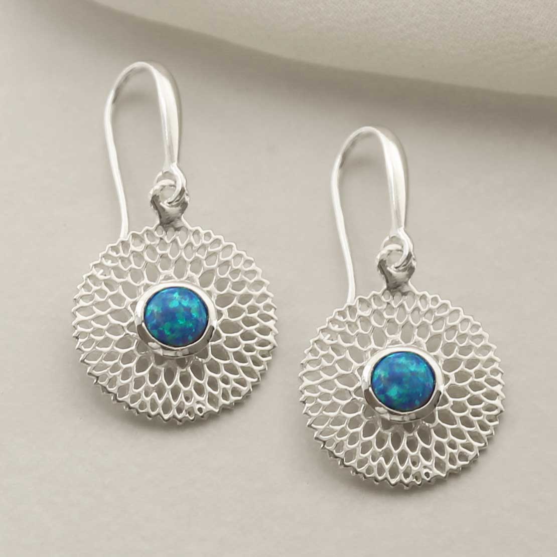 Sterling Silver Chrysanthemum Opalite Earrings