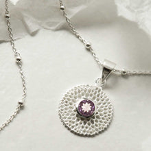 MZB117P AM STERLING SILVER CHRYSANTHEMUM AMETHYST NECKLACE 1